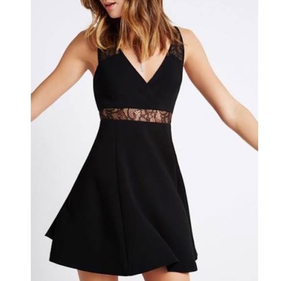 BCBGeneration Fit Flare Lace Panels Dress Sz 6 - Picture 1 of 10